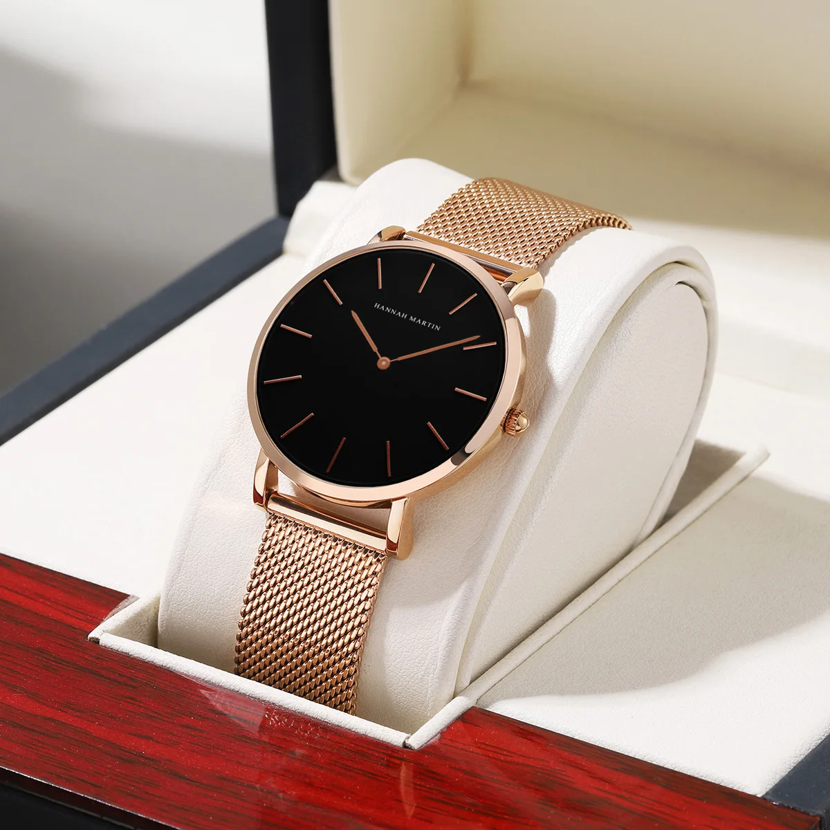 2023 New Women Bracelet Watch 1 Set Japan Quartz Movement Simple Rose Gold Stainless Steel Mesh Student Watches Relogio Feminino