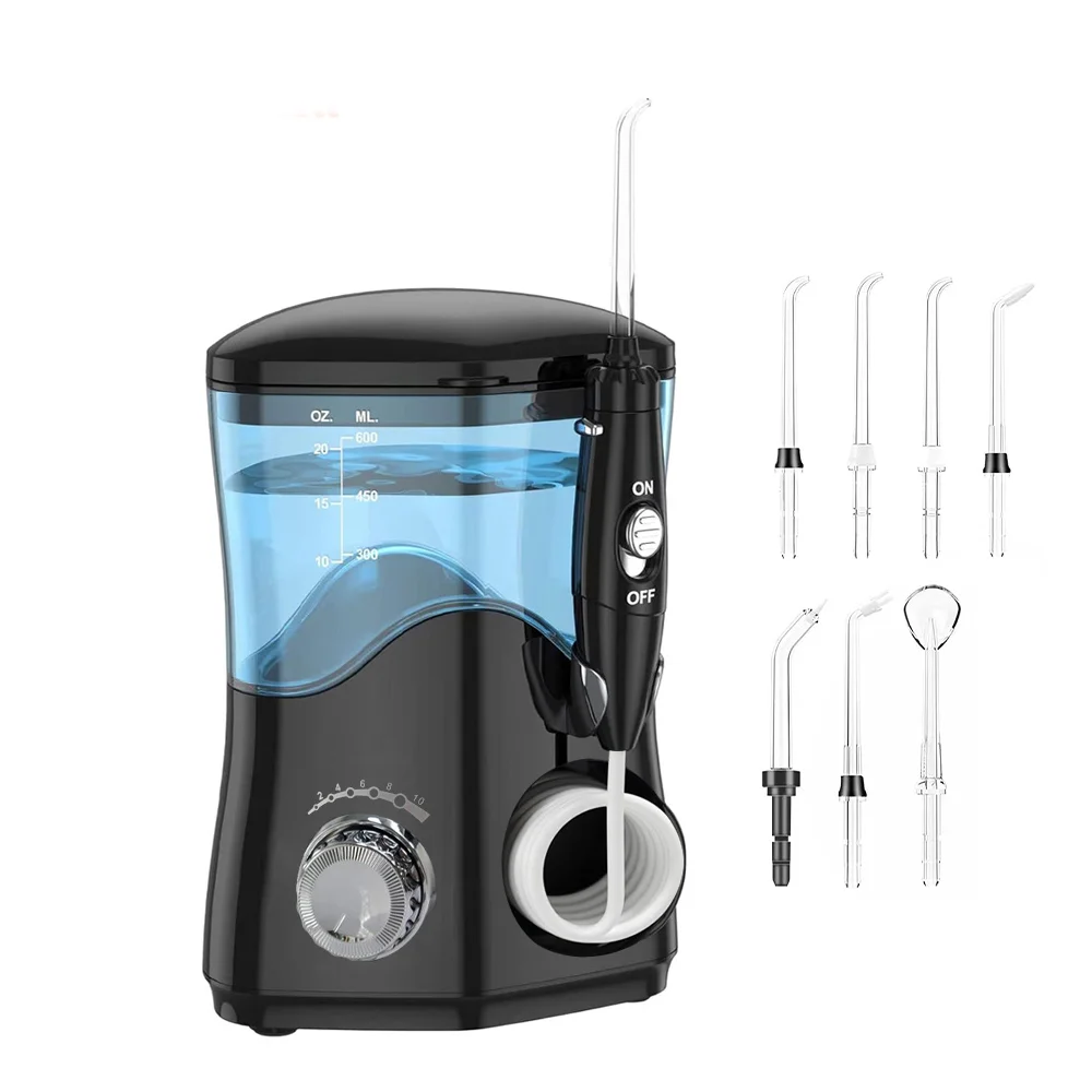 

Water Flosser 600ML Professional with 7 Nozzles High-Pulse Oral Irrigator for Teeth Whitening Braces, Implants Gum Care Portable