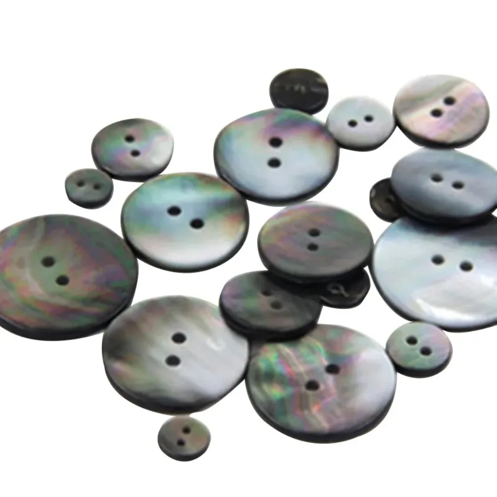 5pcs Natural Black Mother of Pearl Shells 2 Hole Flatback Buttons Scrapbooking Decoration Accessories Clothing Sewing Supplies