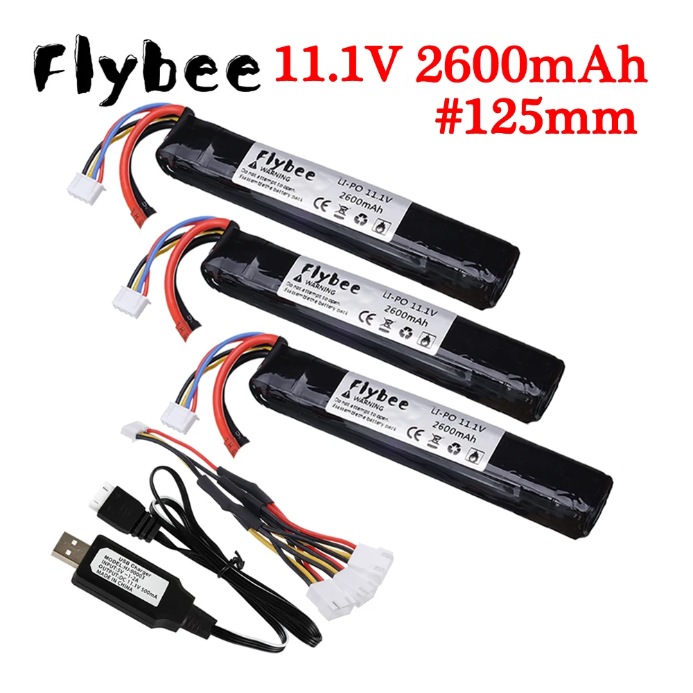 Water BB Gun Lipo Battery 3S 11.1V 2600mAh 30C T Plug mini Tamiya SM Connector For Airsoft Gun Model Helicopter BB Gun RC Parts