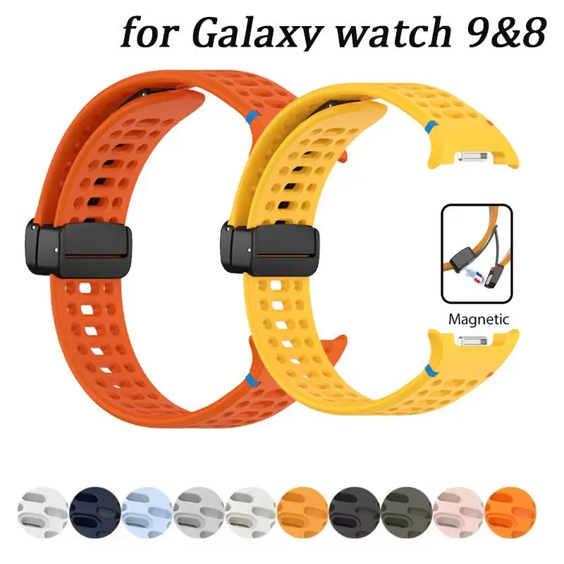 Breathable Silicone Strap for Samsung Galaxy Watch 8/9 40mm 44mm Bracelet Magnetic Wristband Correa Galaxy Watch 9 Band