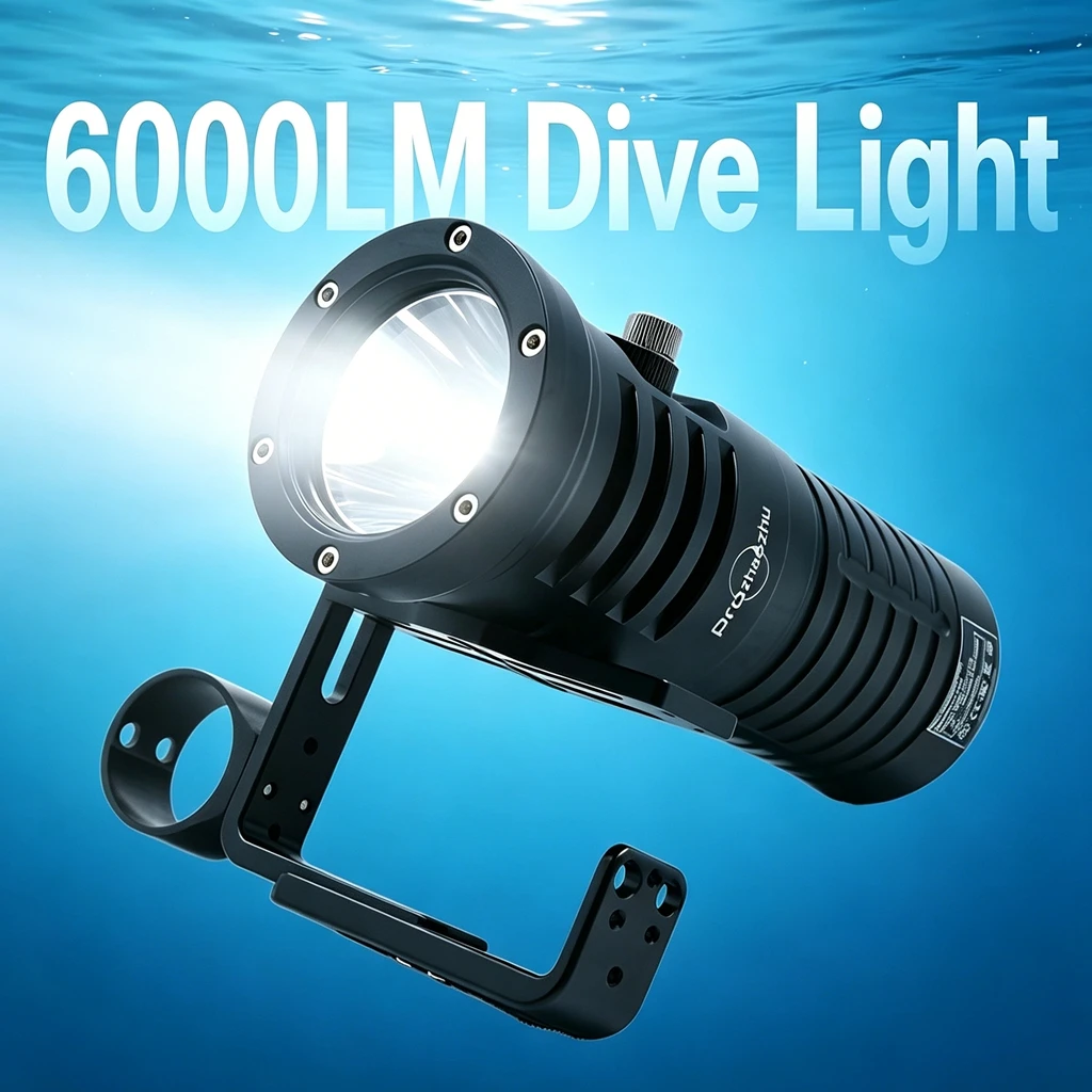 

PROZHAOZHU DL-D40M 6000LM Tight-Beam Technical Scuba Torch IP68 150M Waterproof Professional Underwater Exploration Light