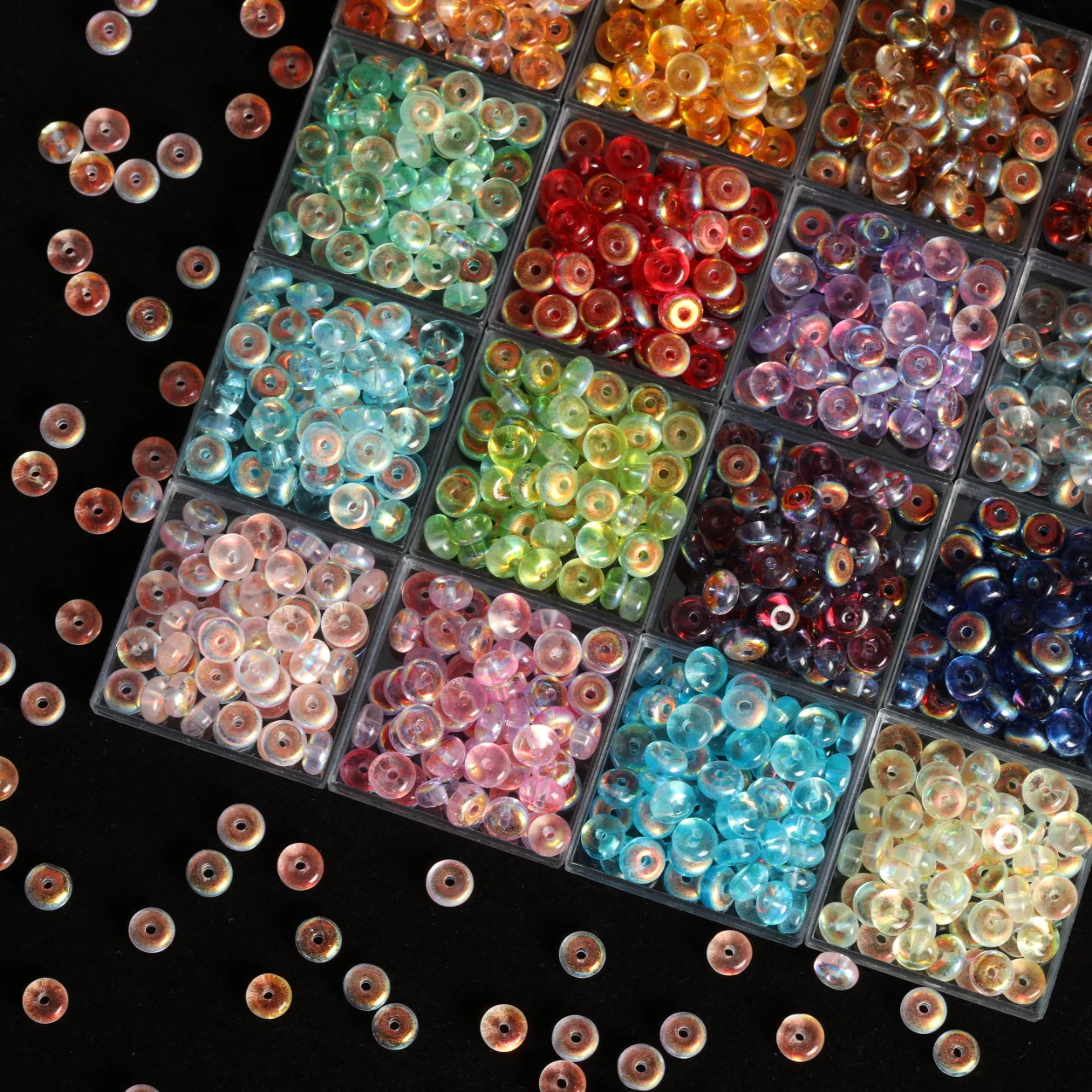 3x6mm Transparent AB Iridescent Aurora Glass Flat Wheel Abacus Beads Loose Spacer Beads For DIY Handmade Jewelry Making - view 4