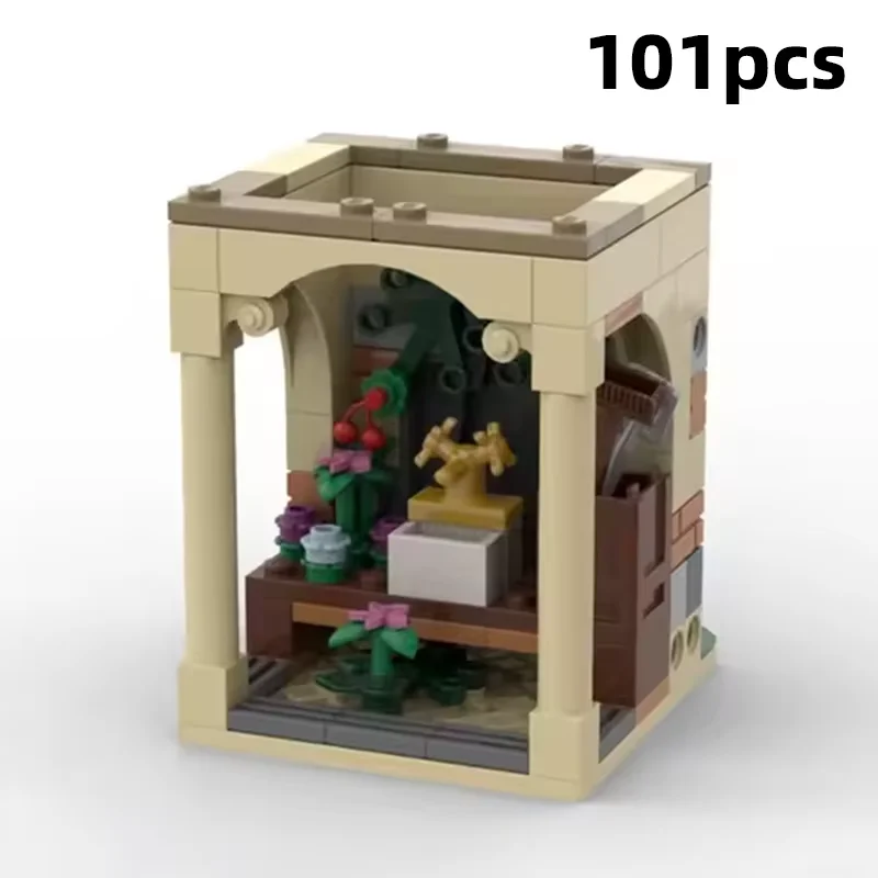

MOC Classic British Boarding School Building Blocks Modular Gothic Castle Library Dormitory Diorama Adult Desk Decor