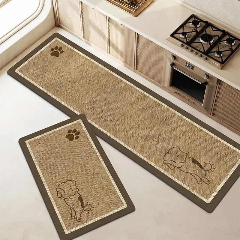 

Kitchen Floor Mat Simple Japanese Wabi-sabi Style Cute Animal Carpets Easy To Care Waterproof Oil-proof Rug Soft Non-slip Mats