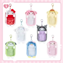 Sanrio Support Plush Bag Series Kitty Kuromi Cinnamoroll My Sweet Piano TuxedoSam Acrylic Stand-up Storage Bag Keychain Pendant