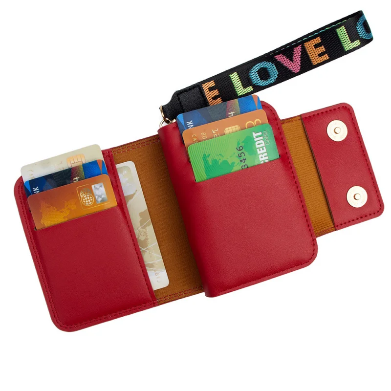 نمط جديد المرأة حامل بطاقة قصيرة كتلة ألوان فريدة من نوعها صغيرة قابلة للطي متعددة فتحة للبطاقات لطيف الدب سستة محفظة نسائية للعملات المعدنية #4