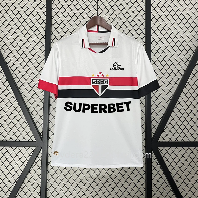 2024/25 Men's Sao Paulo Home White Quick Drying Clothing Training Futbol Shirt S-4XL