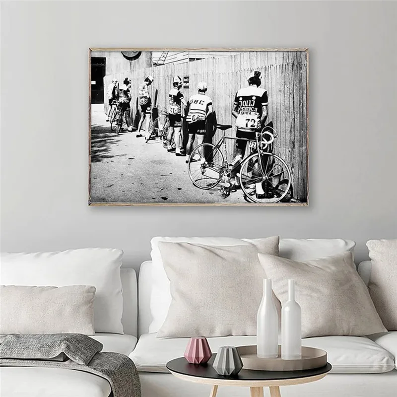 Póster en lienzo Vintage para montar en bicicleta en blanco y negro, póster para decoración de baño, decoración de pared de carretera