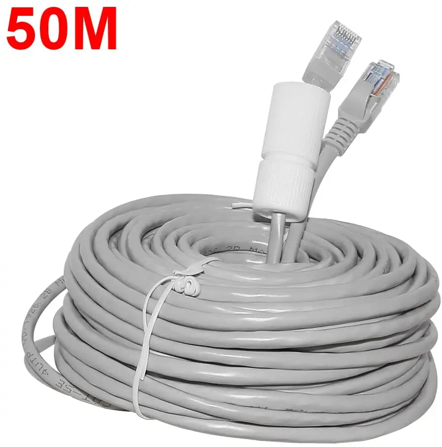 Hiseeu Cat5 Kabel Jaringan Ethernet RJ45 50M 20M Kabel Lan Kabel Ethernet POE untuk Kamera PoE NVR 65ft 16.4ft