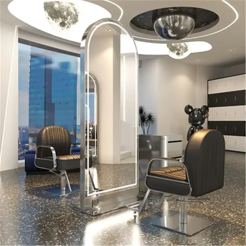 Hairdressing double-sided floor-to-ceiling special trendy modern simple LED haircut with light