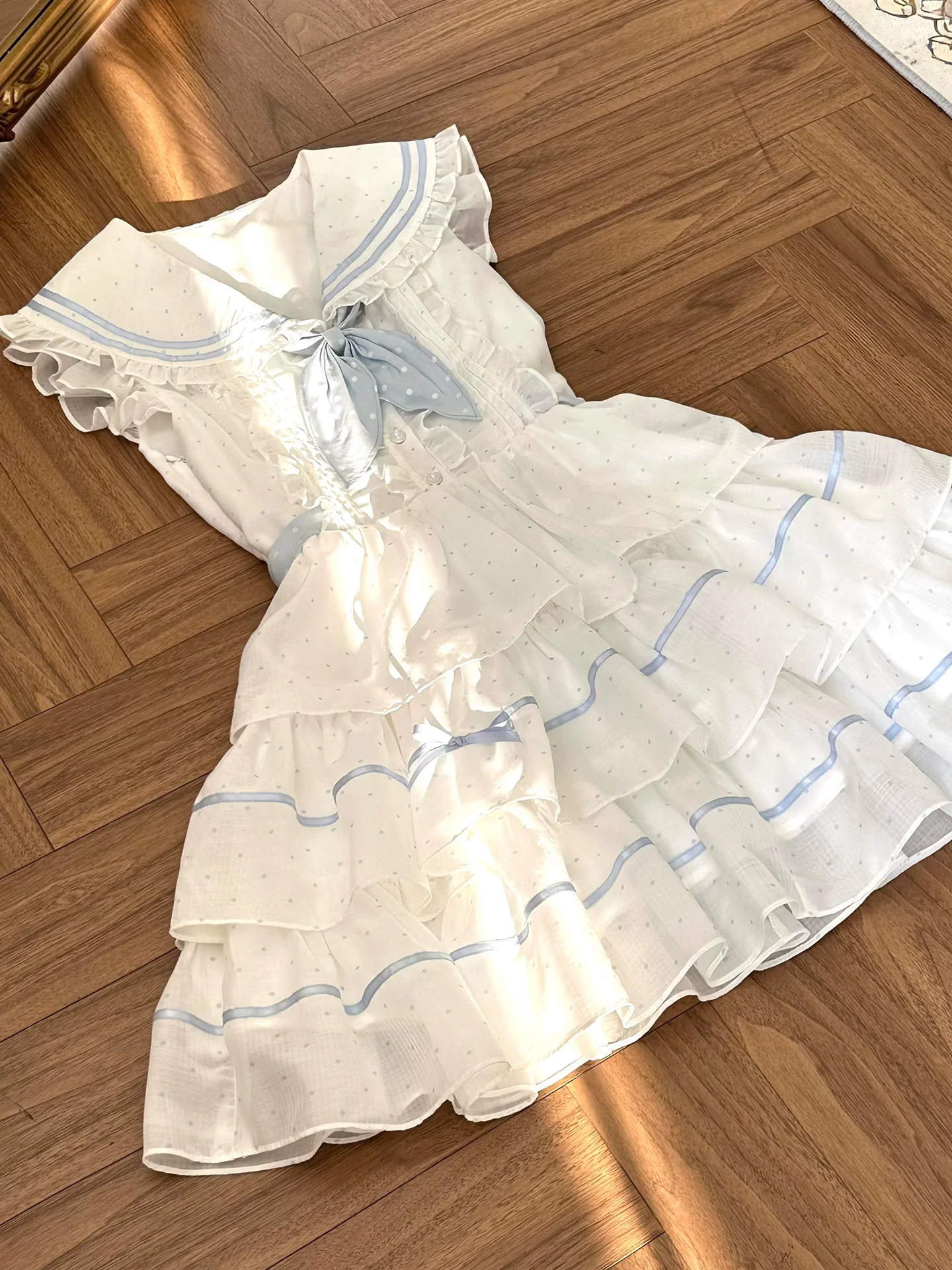 Robe d'été pour fille, Style japonais, Lolita, avec nœud mignon, col bleu marine, sans manches, Mini robe quotidienne Y2K, nouvelle collection