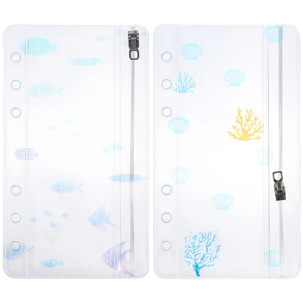 2 Pcs Loose-leaf Notebook Thick Storage Bag Business Card Zipper Pouch for Scrapbooking Pvc