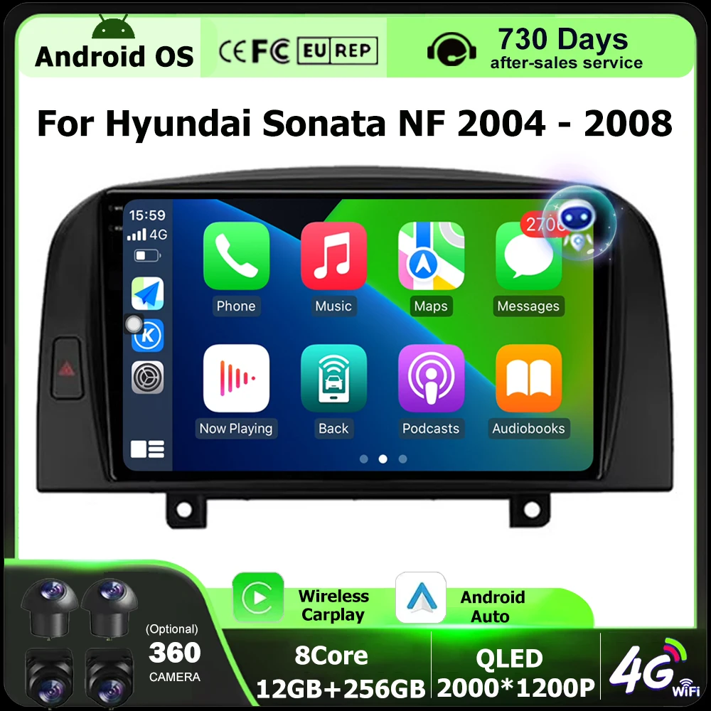 

Wireless Carplay For Hyundai Sonata NF 2004 - 2008 Android 16 Auto Car Radio Multimedia Video Player GPS Navigation Head Unit BT