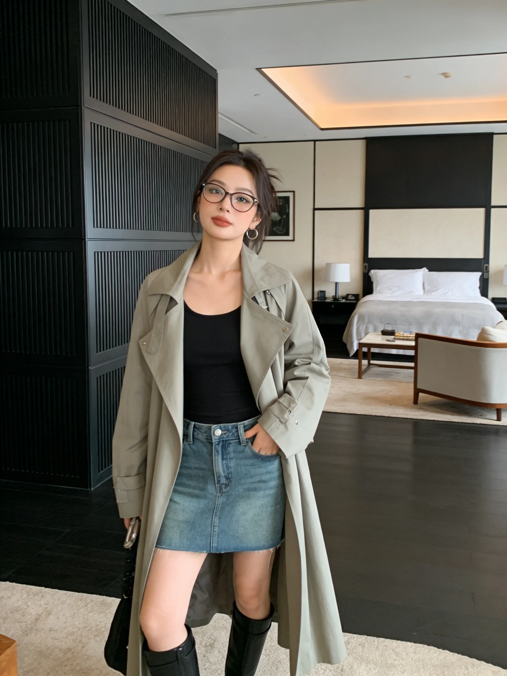 

Long Casual Korean Japanese Sle Windbreaker Stand Collar Briti Sle Belted Waist Slimming Coat Spring New Arrival