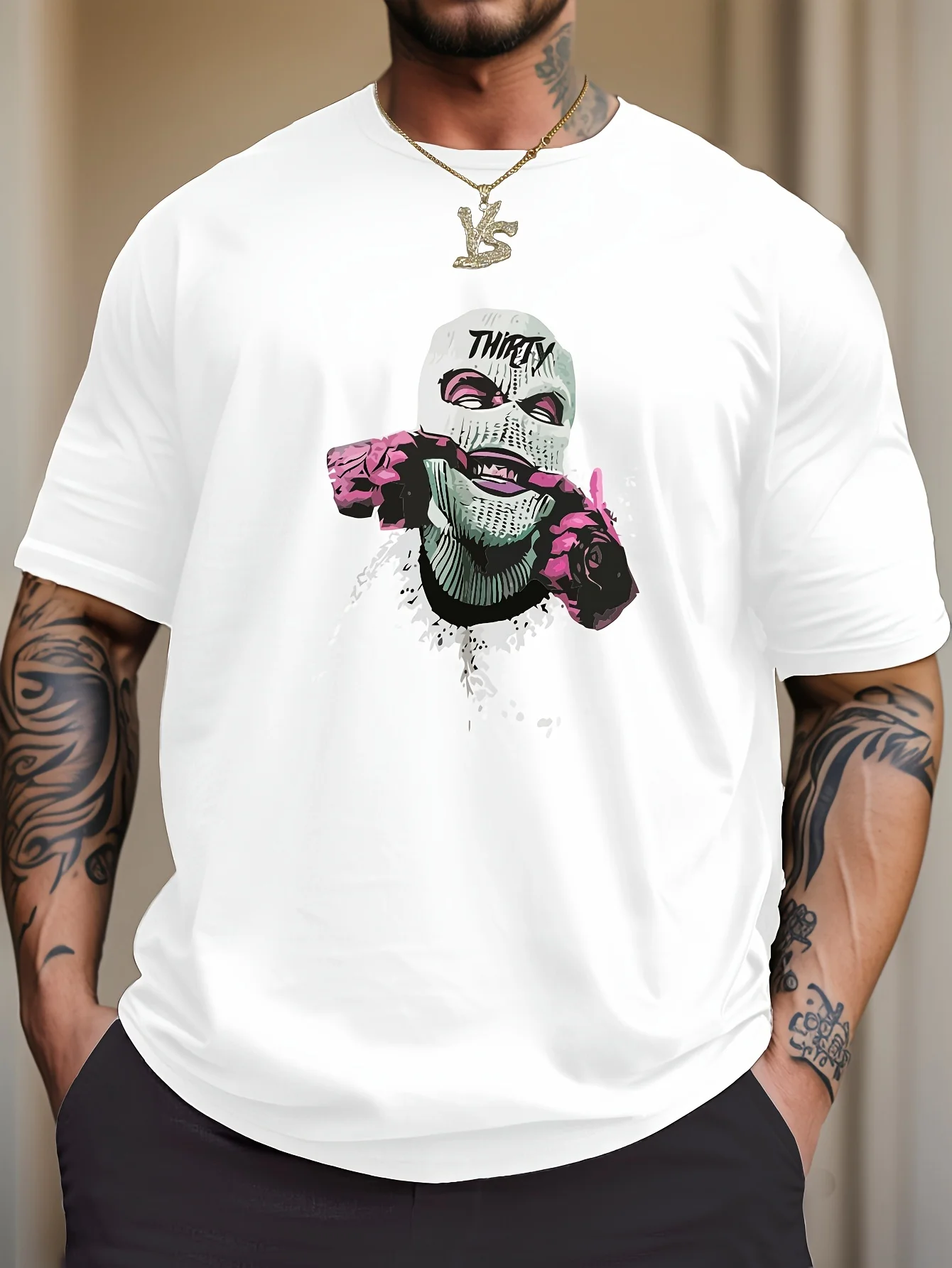 Men'S Casual Sports T-Shirt with THIRTY Lettering, Suitable for Home Wear, Regular Fit Summer Short-Sleeve Shirt, Versatile Clothing