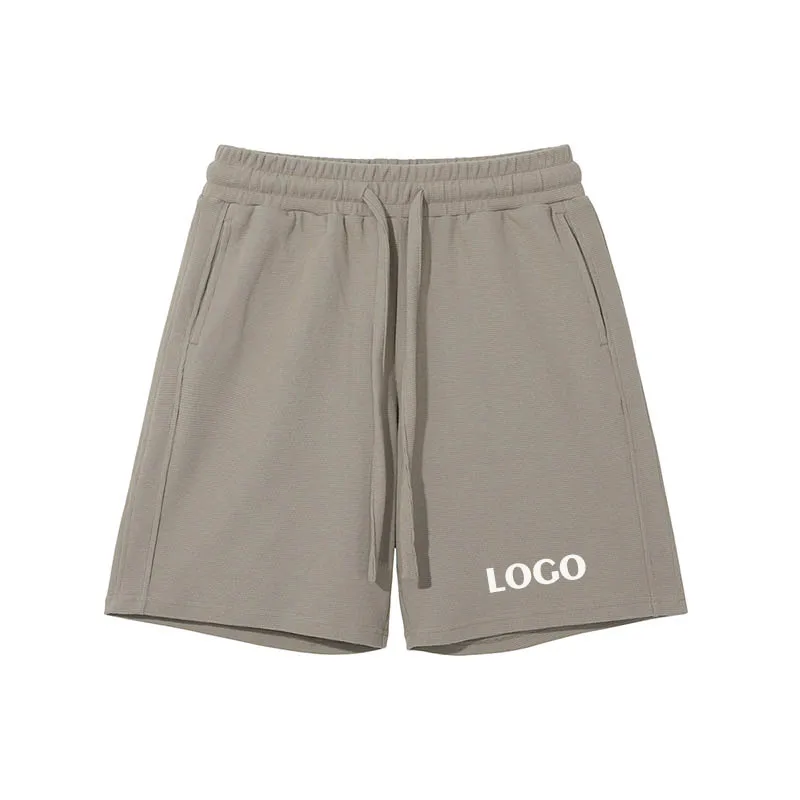 

Custom logo men's 2024 spring/summer new product 330G cotton polyester high-end breathable waffle loose drawstring shorts