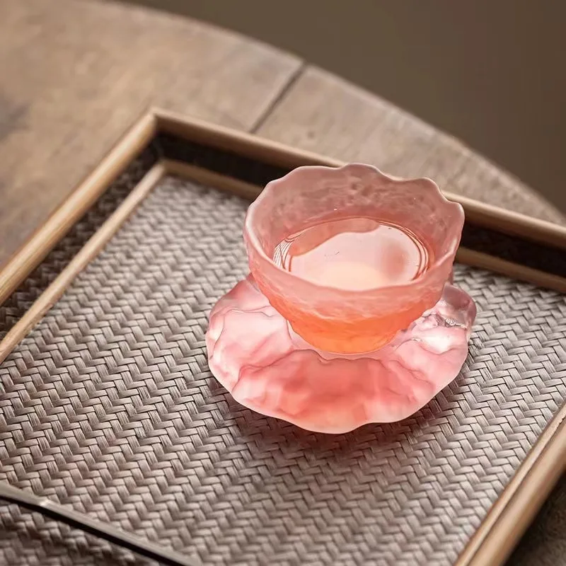 Glass Sample Tea Cups Modern Simplicity Household Teaware Sets Lady Sake Glass Handmade Coaster Chinese Wind Master Cup Set New