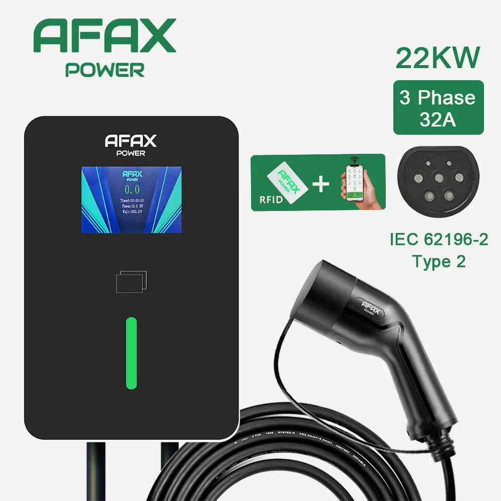 AFAX EV Charger Type2 Type1 7KW Electric Vehicle Car 22kw EV Charger EVSE Wallbox With 5M Cable