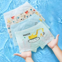 Summer Mesh Breathable Kids Panties 4PCS Boys Thin Modal Soft Antibacterial Knickers 2+y Young Child Underwear Cute Print Briefs