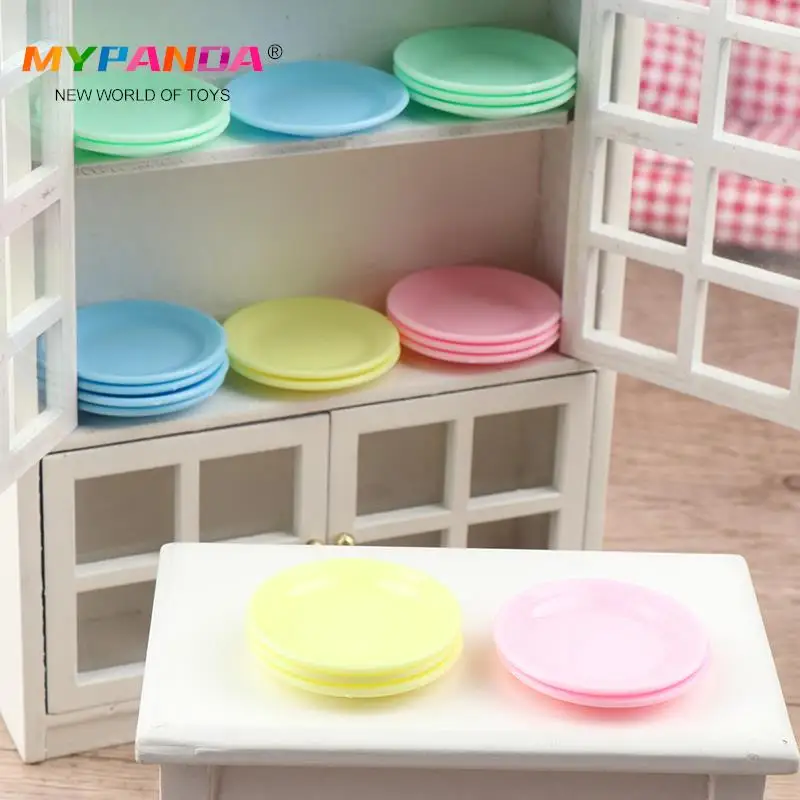 5Pcs Dollhouse Mini Food Plates Dollhouse Simulation Dining Plate Dolls House Kitchen Accessories Pretend Play Toys