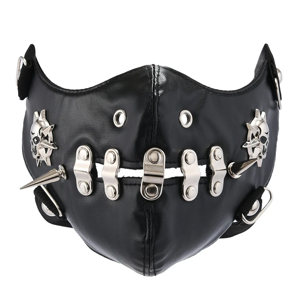 men-women's-black-pu-leather-rivet-rock-mask-lady's-breathable-party-cosplay-halloween-mouth-muffle-r1550
