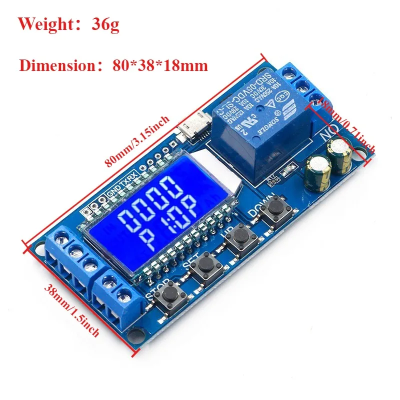 XY-LJ02 시간 지연 릴레이 모듈 - 자동 전원 끄기/켜기 회로용 조정 가능한 0-999s 트리거 사이클 타이머