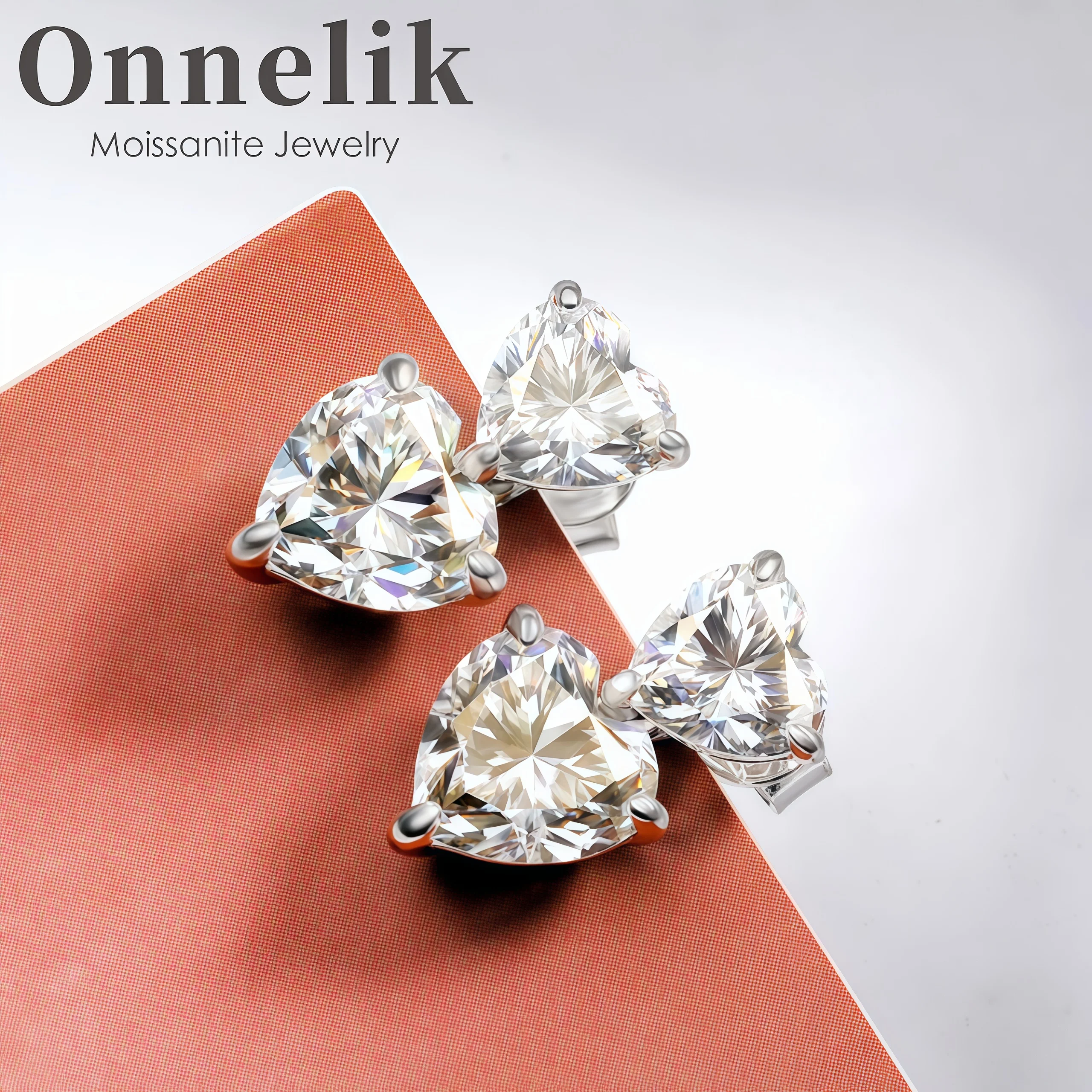 

Onnelik 3/6cttw серьги с муассанитом в форме сердца, двойные сверкающие серьги-капли из стерлингового серебра S925 для женщин, свадебная вечеринка