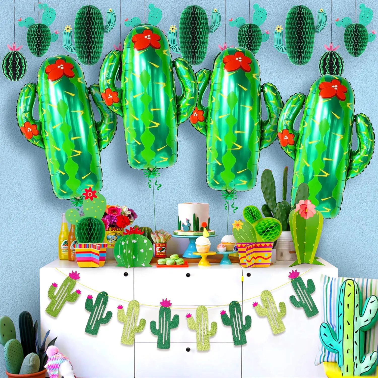 5pcs Cactus Balloon Summer Mexican Corn Cake Party Decoration Birthday Party Decoration