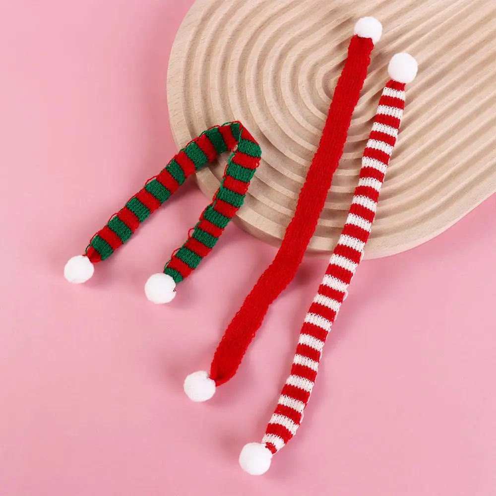 Acrylic Fibers Mini Scarf Ornament Toy Red And White Stripes Knit Scarf Doll Decoration Mini DIY Craft Mini Knitting Scarf