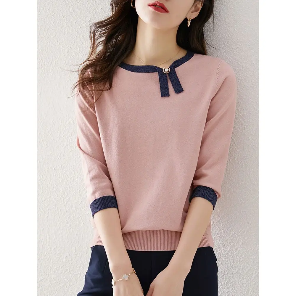 

Spring Summer Women Knitted T-Shirts Short Sleeve Shirts Tops Commuting Elastic Slim Casual Knit Tops Women's T-Shirts YC179