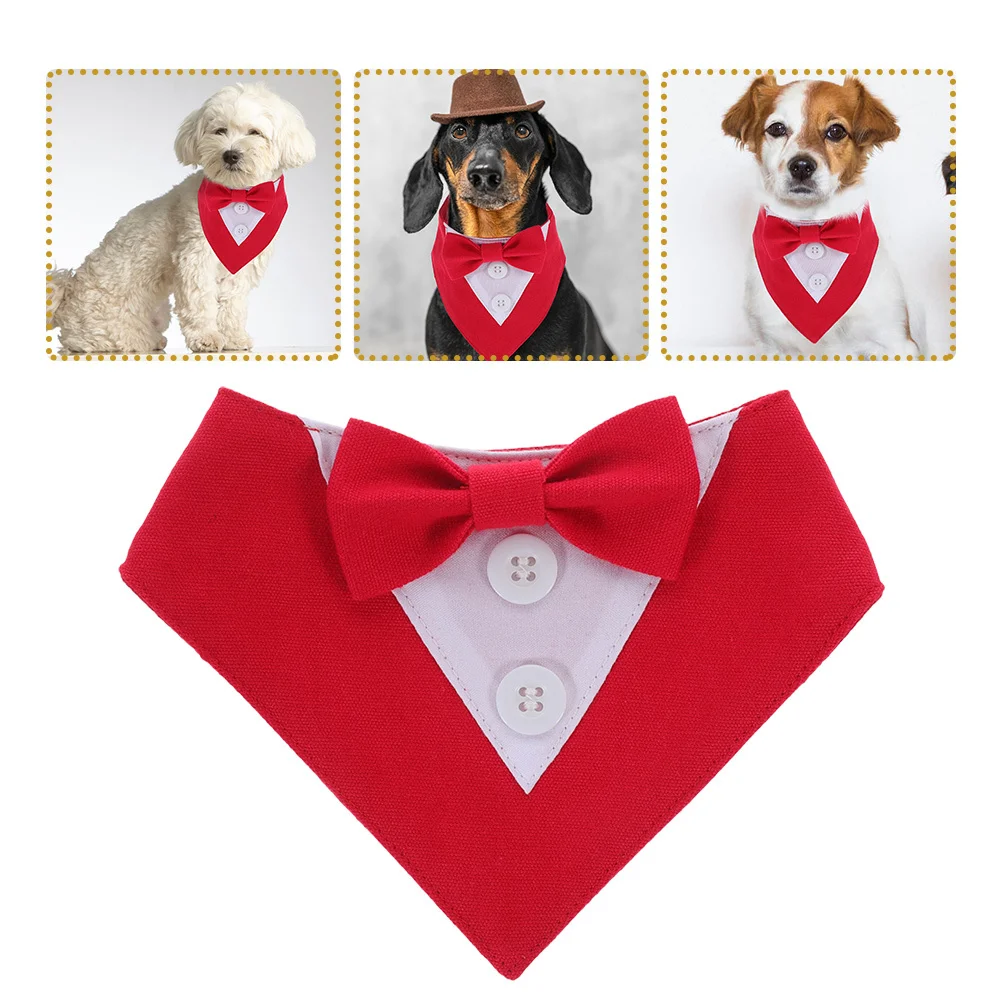 

Puppy Bandana Dog Adjustable Triangle Scarf Polyester Bowknot Collar for Party Photos Pet Cool Neckwear Dog Wedding Headscarf
