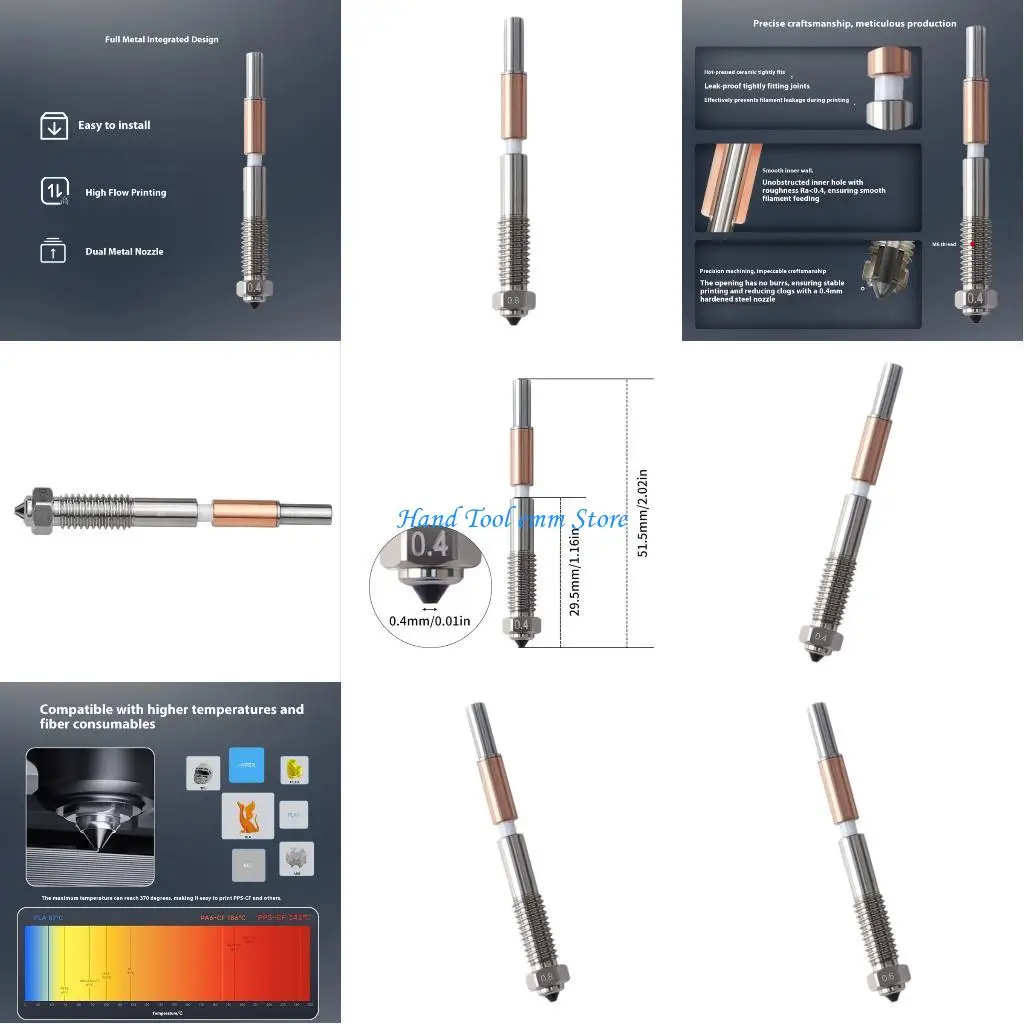 

H37F Alloy 3D Printer Nozzle Featuring Clog Design And High Wear Resistance Up To 300℃