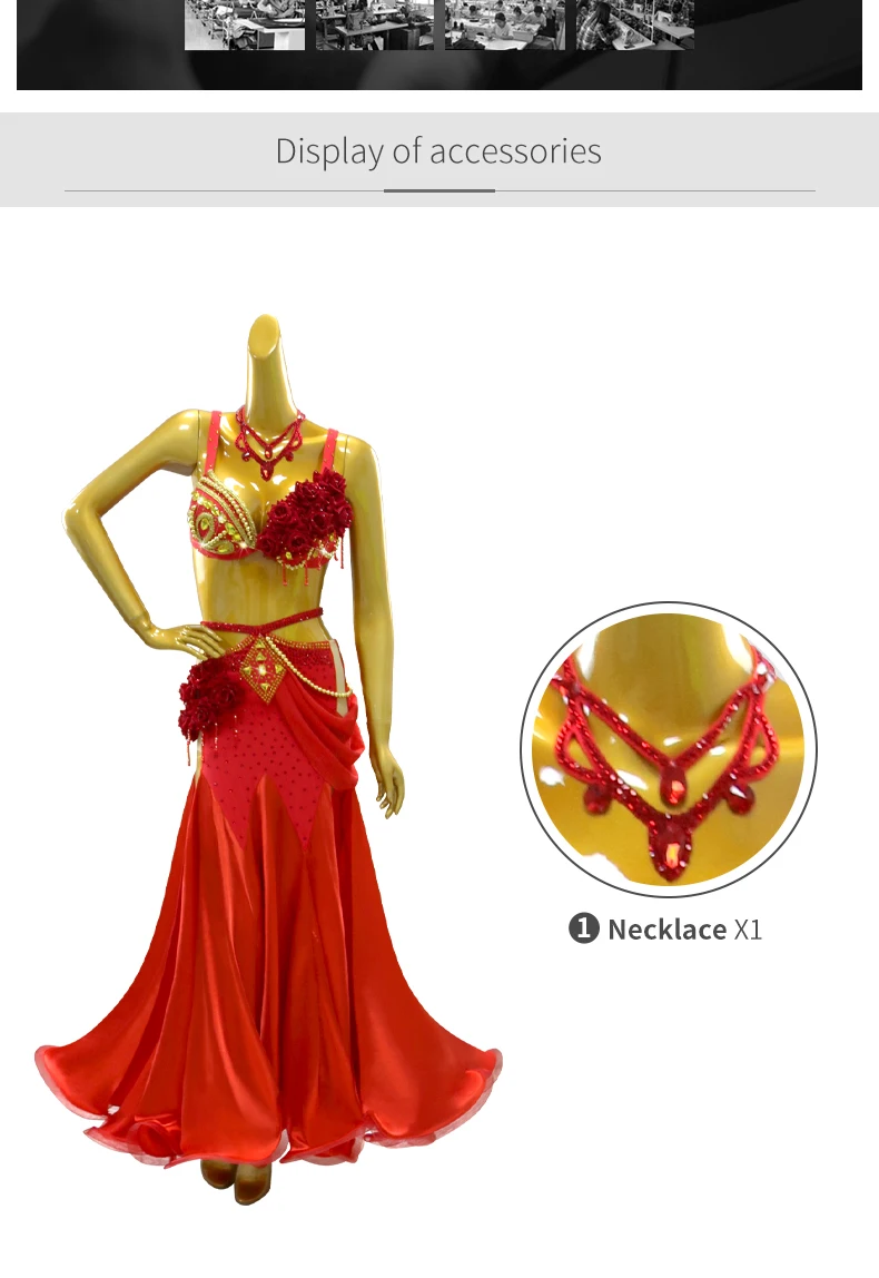 Bauchtanzkostüm, Bauchtanzkleid, langer Rock, orientalische Bühnenkleidung für Frauen, Baladi-Arabischer Anzug, Karnevalskostüm für Mädchen – Detail 4