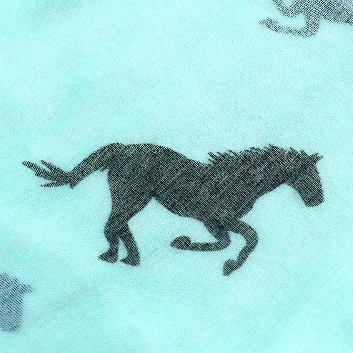 Running Horse Voile Women Shawl 180x110cm Women Long Scarf Blue Soft Thin Large Size Lady Wrap Scarves Seasons
