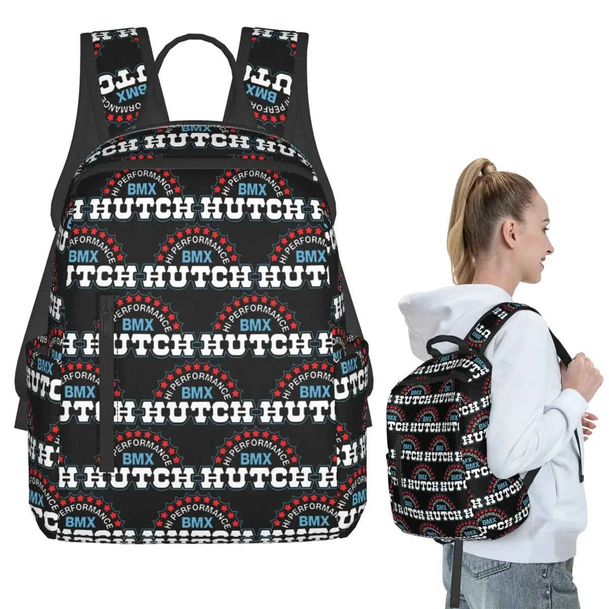 Hutch Hi-Performance BMX Red White Blue Black Tim Judge Backpack Student BookBag School Bag Laptop Shoulder Bags Men Women