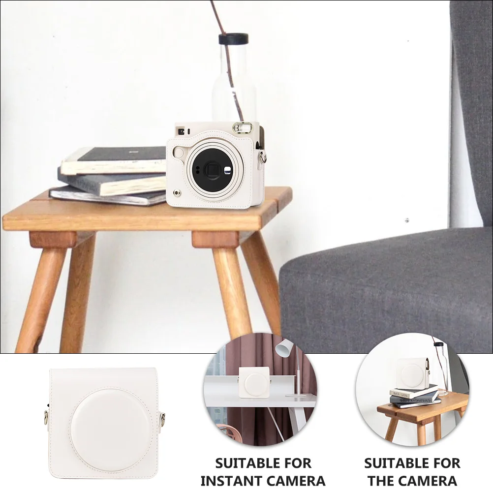 

Camera Case Bag with Adjustable Strap PU Protective Pouch for Square Wear Scratch Resistant Gift Idea