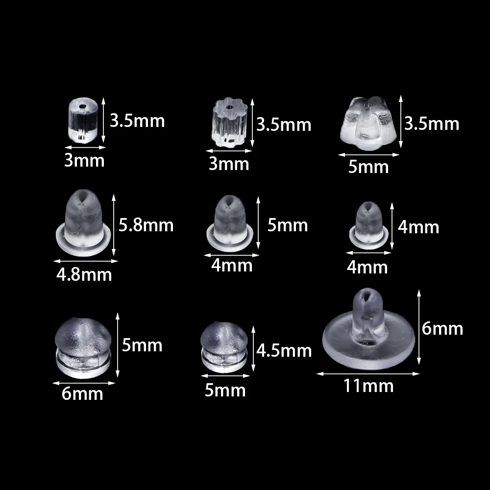 Bouchons arrière de boucles d'oreilles en Silicone, 200/500 pièces, bouchons transparents pour bricolage, fabrication de bijoux, accessoires de boucles d'oreilles