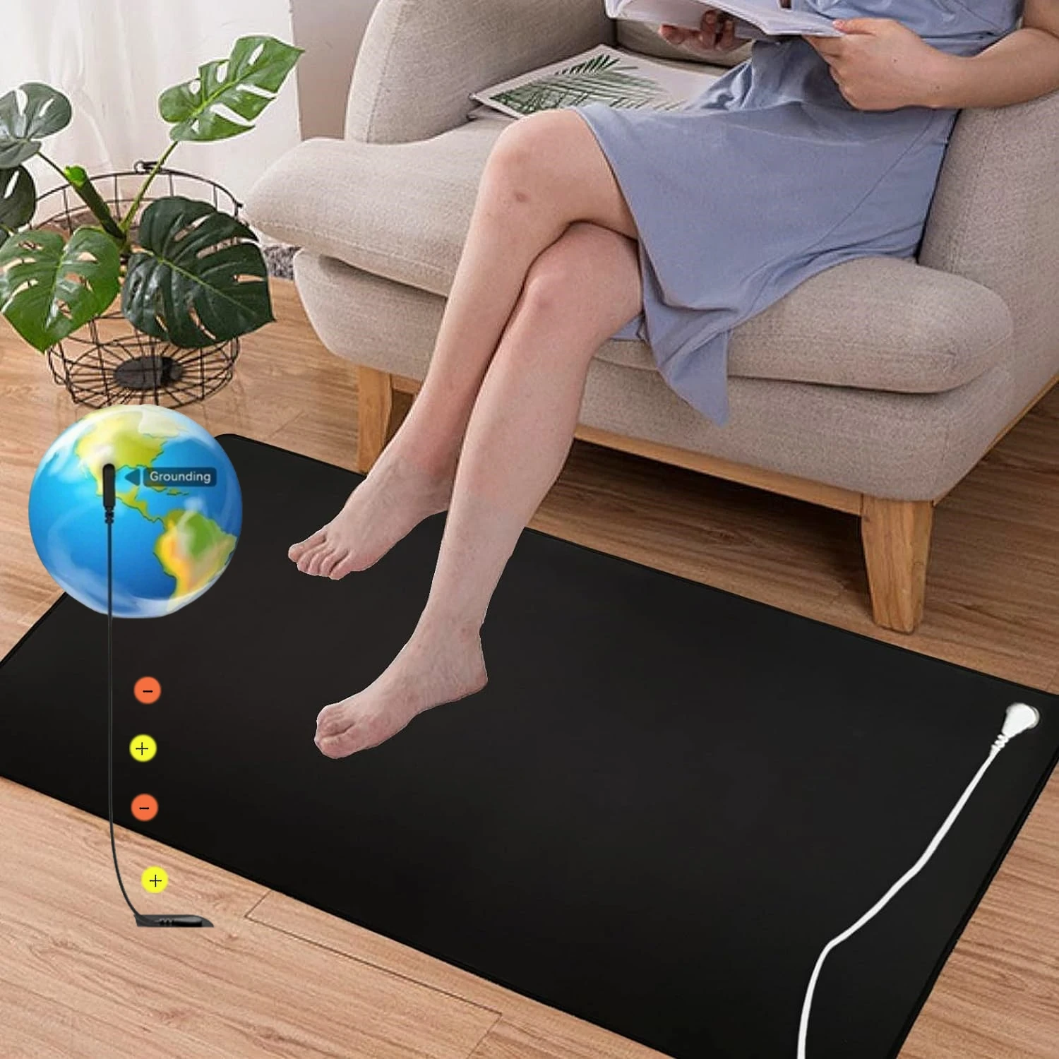 

Amradield Grounding Mat 16*35in- Anti-Fatigue Pad+Wristband for Inflammation Reduction Stress Relief&Better Sleep EMF Protection