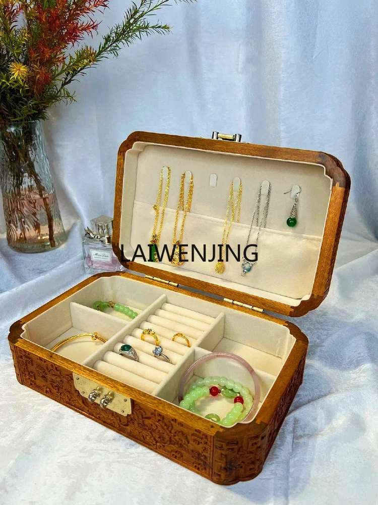 

SGF gold wire nanmu fine carving light luxury jewelry box high-end exquisite