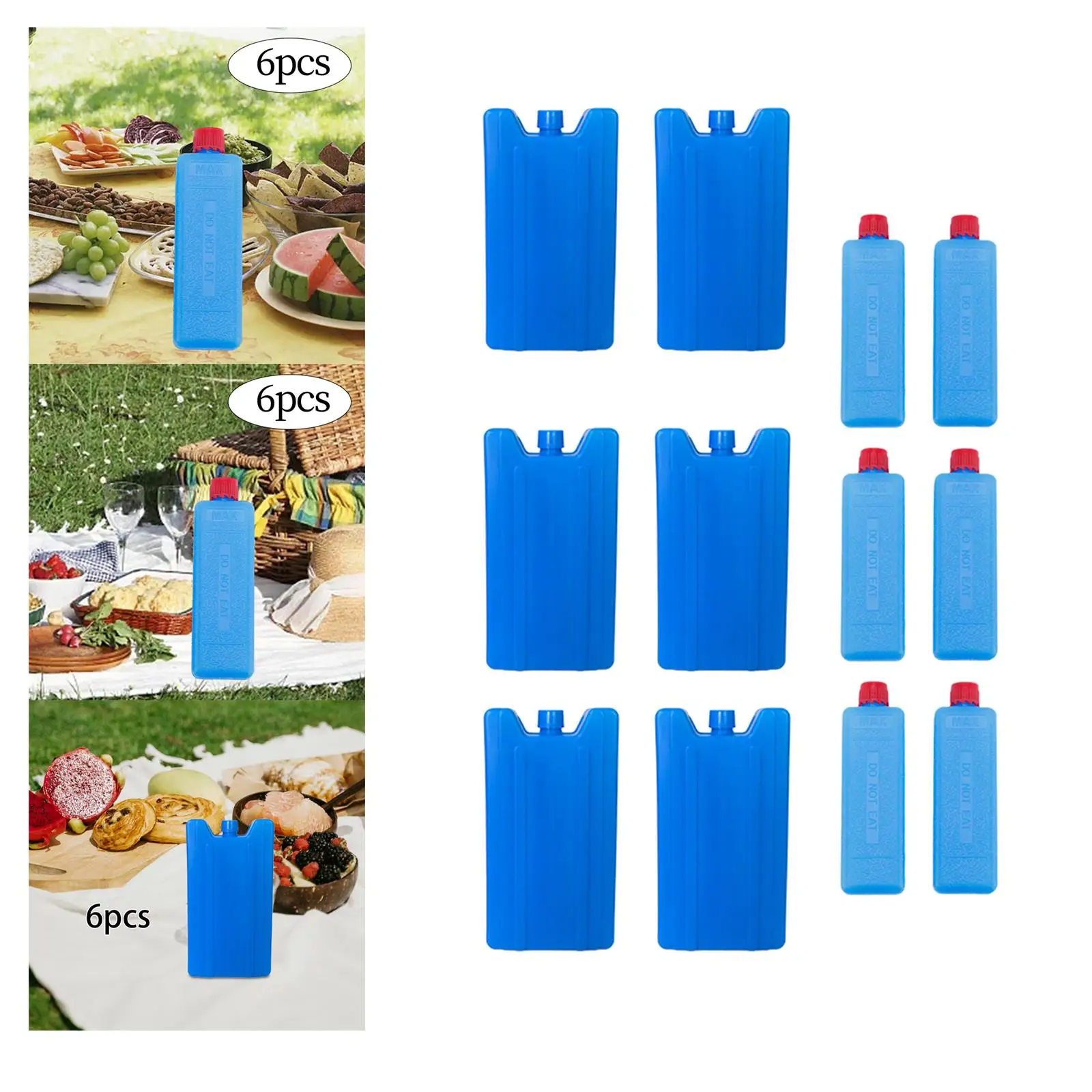Ice Blocks Compact Cooling Ice Pack Kit Space Saving Sturdy Design for Cooler Bags Office Lunch Hiking Fishing