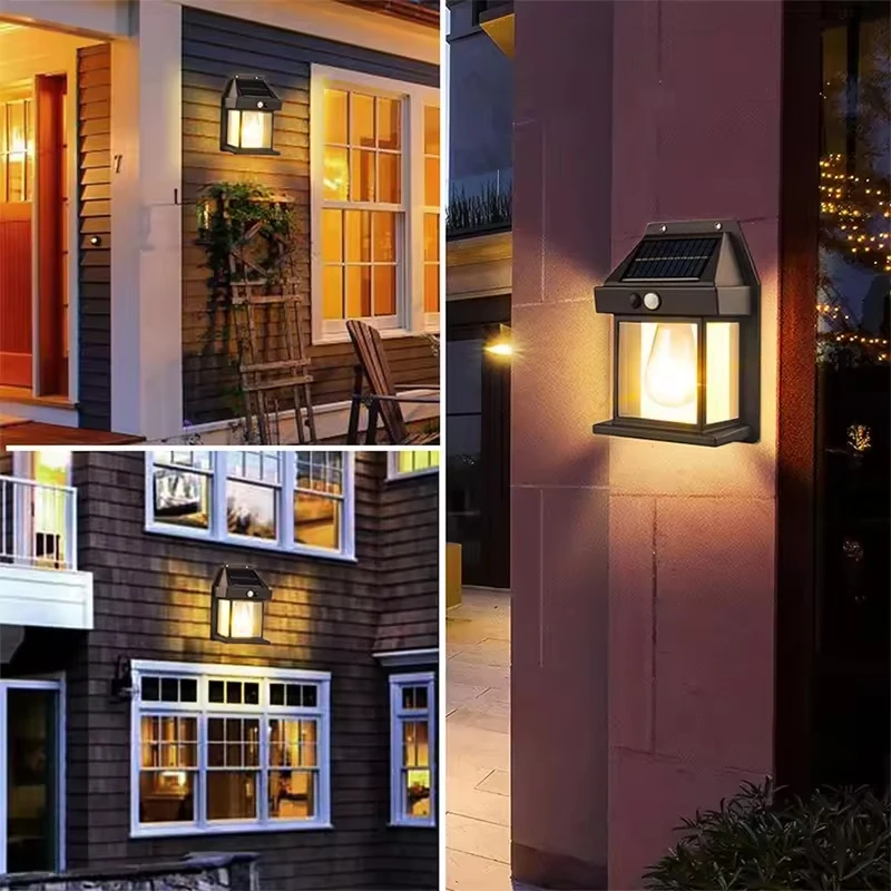 Aplique solar de pared con sensor de movimiento para exteriores: luz de seguridad LED impermeable IP65 para patio, terraza, porche, granero y balcón