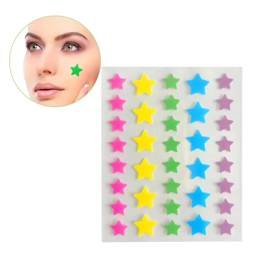 2024 Colorful Cute Star Heart Shaped Acne Treatment Sticker Invisible Acne Cover Removal Pimple Patch Skin Care