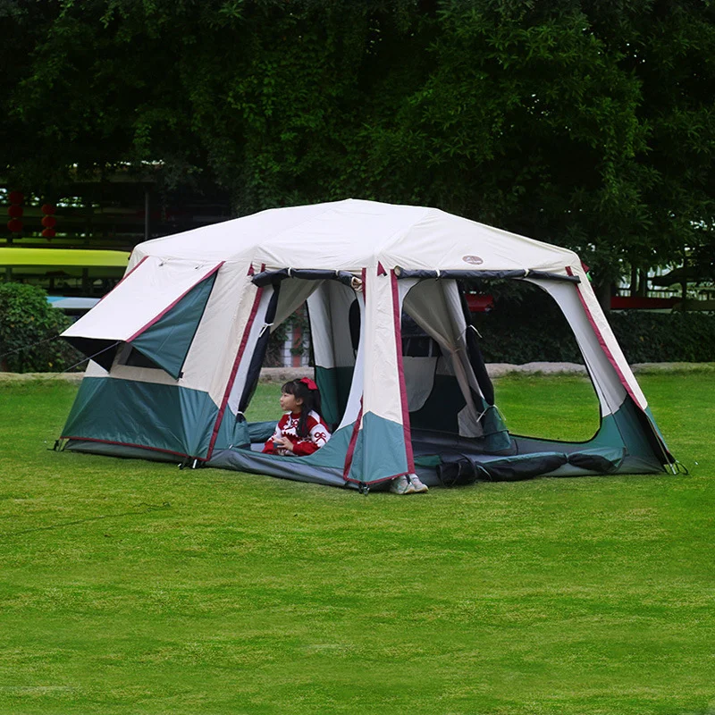 

Ultralarge 336*236*185cm 6-12 Person Thickened Automatic Aluminum Rod Vinyl Camping Tent Large Gazebo Barraca