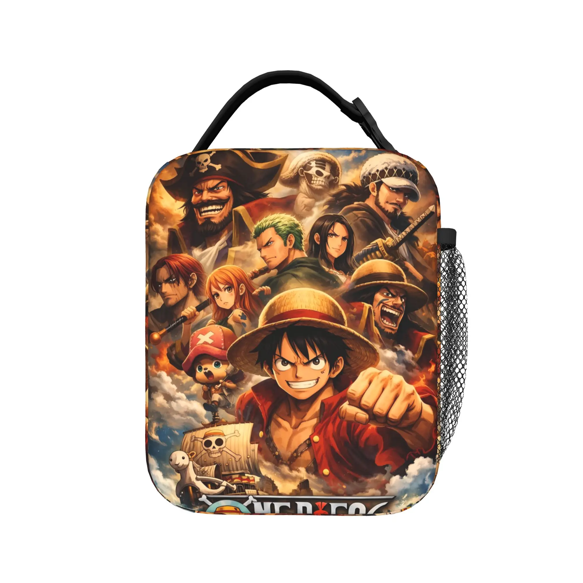 Bolsa de almuerzo clásica con estampado de Luffy Epic de One Piece, lonchera de viaje para niños, bolsos térmicos portátiles informales con estampado