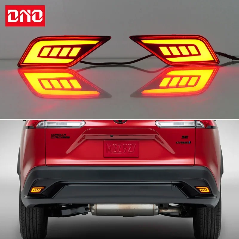 Car LED Rear Bumper Lamps For Toyota Corolla Cross 2023 2024 Brake Light Turn Signal Backup Reflector Lamp Reverse Fog Taillight