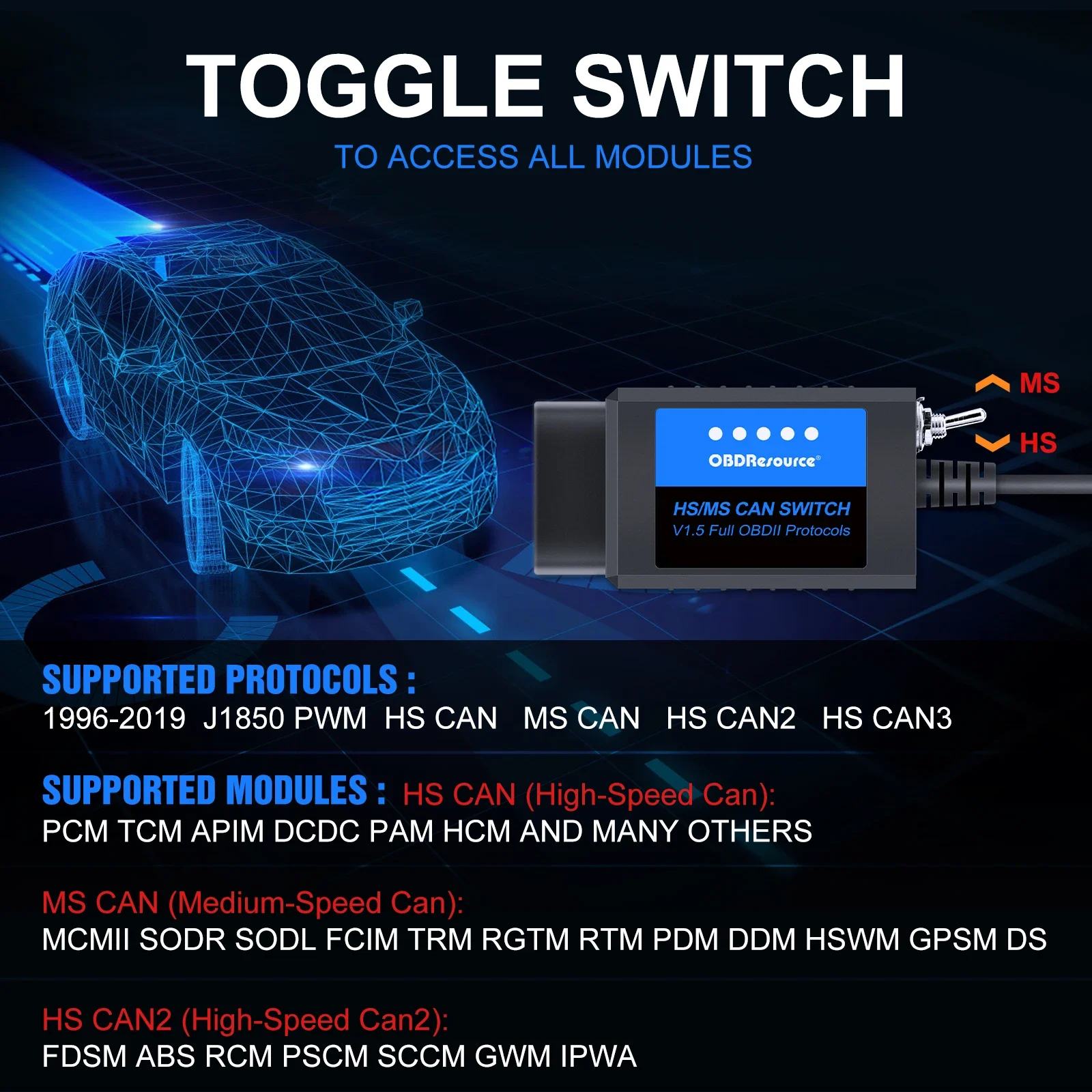 ELM327 Forscan For Ford V1.5 Forscan PIC18F25K80 Chip OBD2 Scanner Code Reader Programming With HS/MS Switch USB Adapter CH340