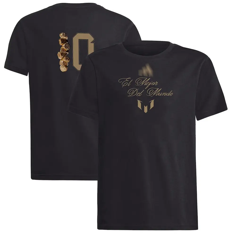 T-shirt à manches courtes Messi Ballon D'Or 2026. T-shirt commémoratif du Ballon d'Or de Messi à 8 occasions, manches courtes avec le numéro 10.