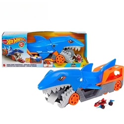 Original Hot Wheels Car Shark Chomp Transporter Playset Storage 1/64 Car City Builder Kids Boys Toys for Children Birthday Gift