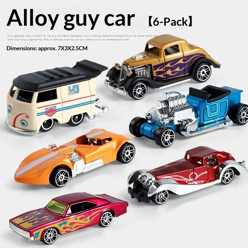 Nuevo Juego de 3/6 Uds. De coche clásico Vintage de aleación, juguete deslizante para niños, modelo de coche pequeño, adorno, Mini sedán, conjunto de regalo de cumpleaños